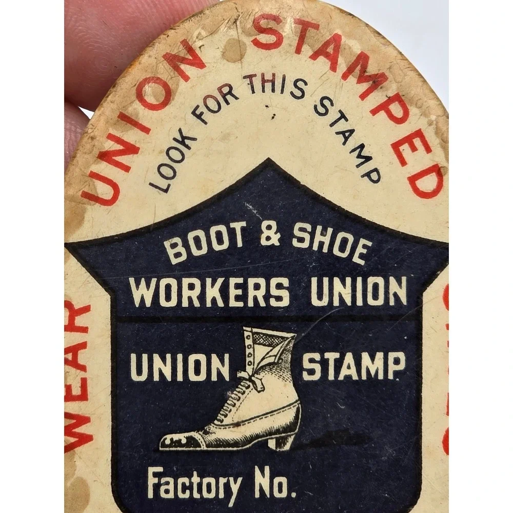 Boot & Shoe Workers Union Antique Celluloid Pocket Mirror Hidden Photo Good